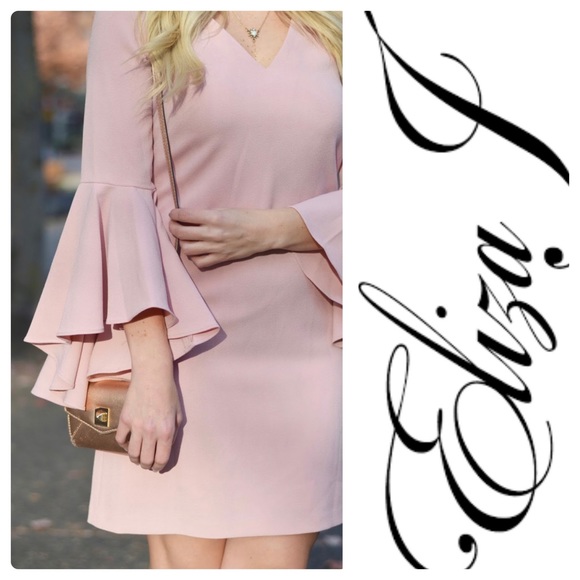 Eliza J Bell Sleeve V-Neck Crepe dress - Picture 4 of 8